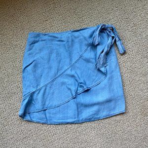 Denim wrap skirt